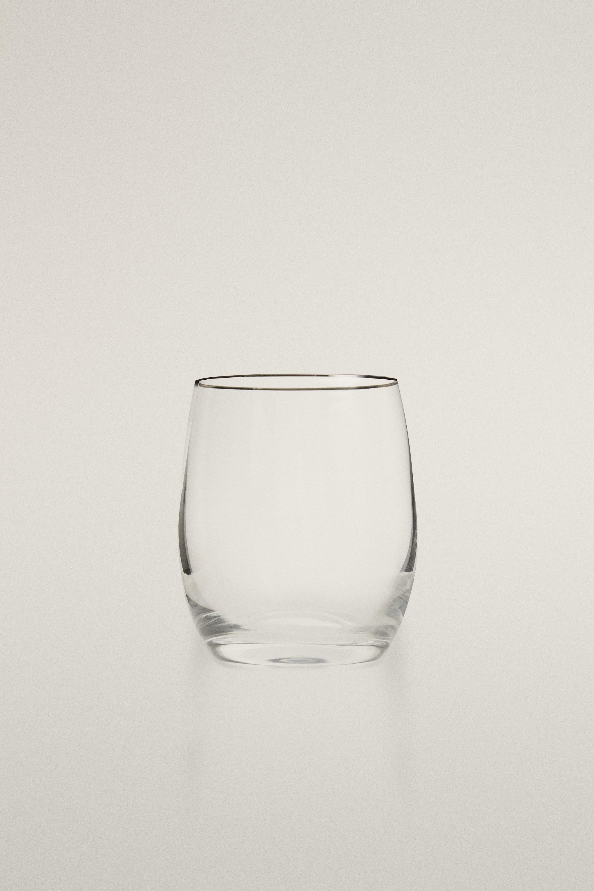 CRYSTALLINE TUMBLER WITH SILVER RIM